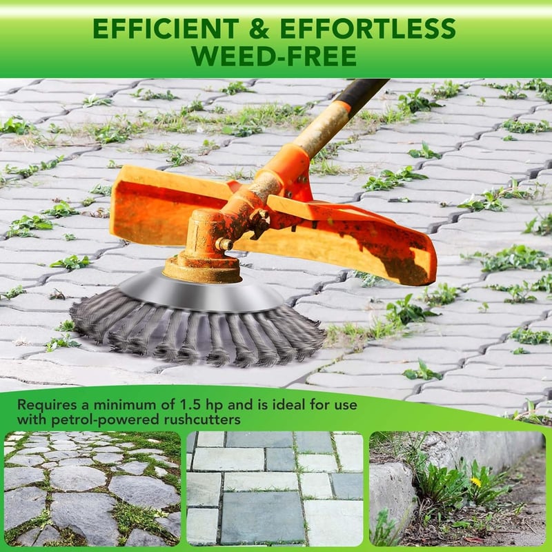 GARHWAL Acél Gyomkefe Fűkaszákhoz - 200 mm x 25,4 mm Kúpos Kefe Gyomirtáshoz és Mohaeltávolításhoz, Kompatibilis Benzines Fűszegélynyírókkal
