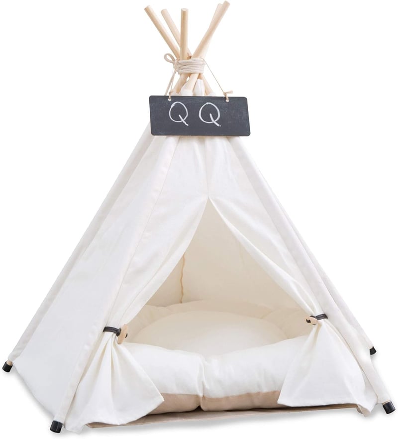 HOMCENT Tipi Kutyaház Párnával - Közepes Méretű Kutyáknak és Macskáknak (60x60x70cm)