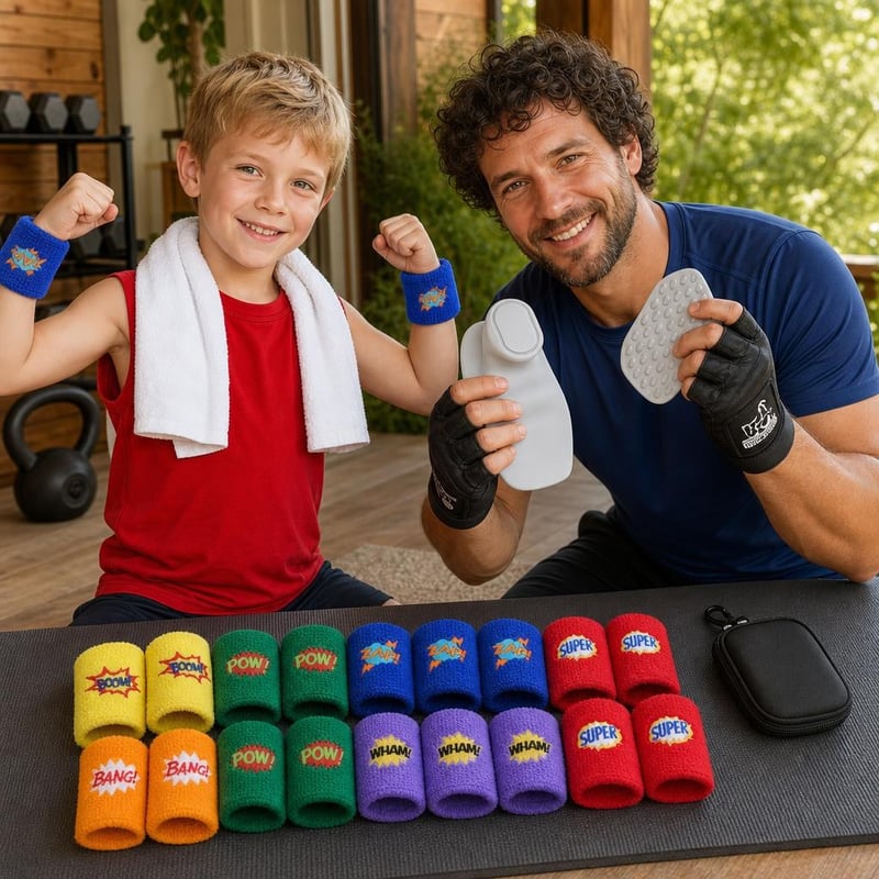 Set za siguran stisak: 2x silikonski grip + rukavice sa steznikom + 24x frotir znojnik