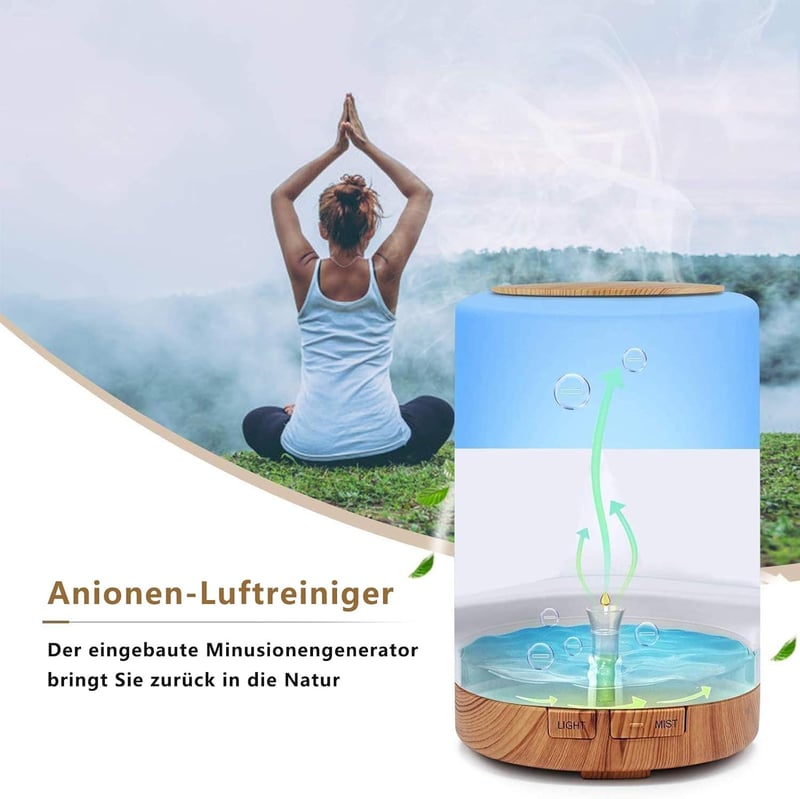 Aroma Diffúzor 300ml - Ultrahangos Párásító 7 LED Színnel, Automatikus Kikapcsolással