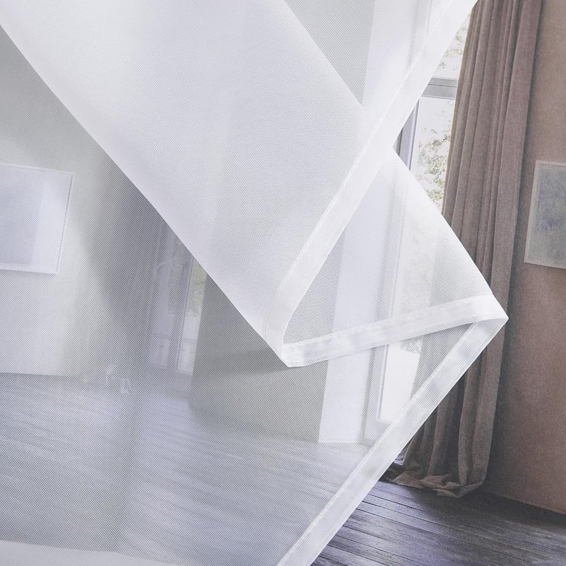 PONY DANCE Fehér Fényáteresztő Függöny Szett 2 db - 140x220 cm Voile Sötétítő Függöny Nappali Hálószoba Gyerekszoba Fém Karikás