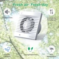 Cazooo 100mm-es Csendes Fürdőszobai Ventilátor Időzítővel - Energiatakarékos, Falra Szerelhető 5