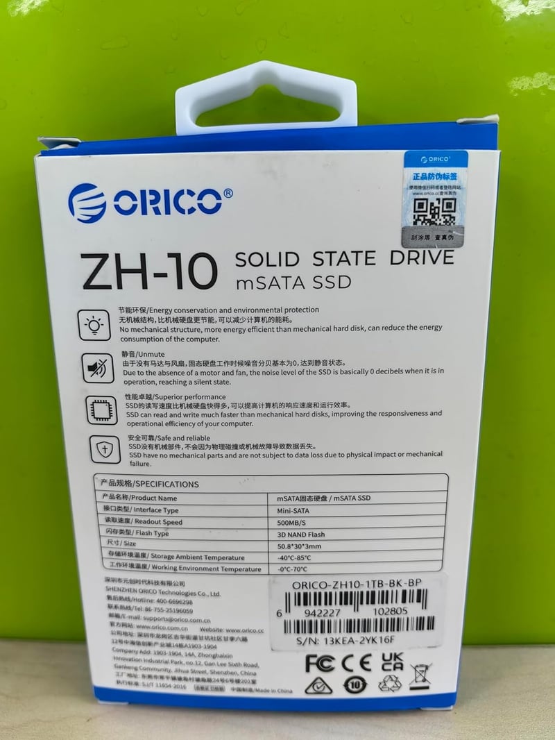 ORICO 128GB mSATA SSD belső merevlemez laptopokhoz, 5 Gbps sebességű