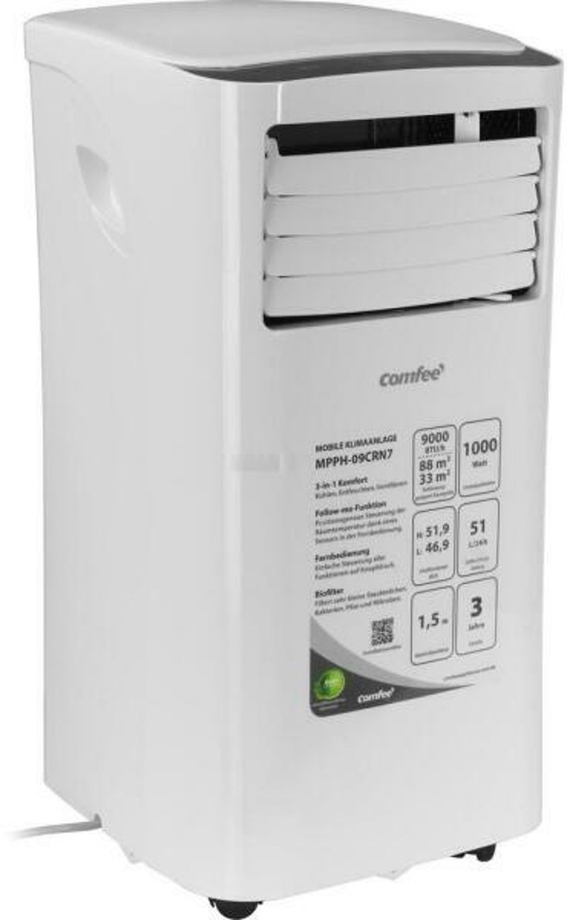 Comfee MPPH-09CRN7 prijenosni klima uređaj 9000 BTU 2,6 kW, 3 u 1 hlađenje, odvlaživanje, ventilacija, za prostorije do 31 m², energetski razred A