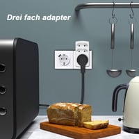 EXTRASTAR 3-as Elosztó Adapter - 2 Euro + 1 Schuko Aljzat, Gyerekzárral, Otthoni és Irodai Használatra, Fehér (2 db) 2