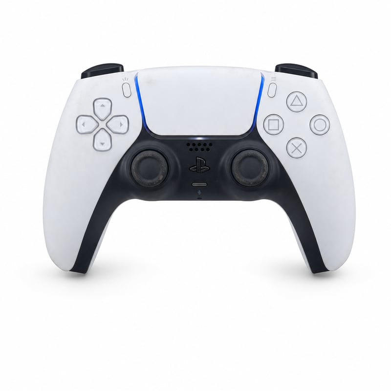 Controller wireless PlayStation DualSense pentru PS5 alb — defect, funcționează parțial: joystick cu drift (stare: vezi a 2-a imagine)