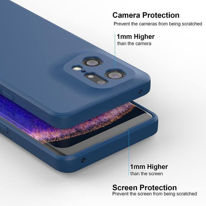 OPPO Find X5 Pro 5G kék szilikon védőtok - Foluu mikroszálas, ütésálló