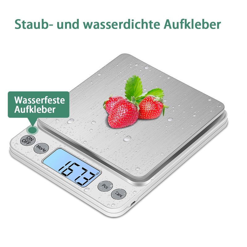 KUBEI Nagy Pontosságú Digitális Konyhai Mérleg 5kg/0.1g - USB Töltés, Rozsdamentes Acél