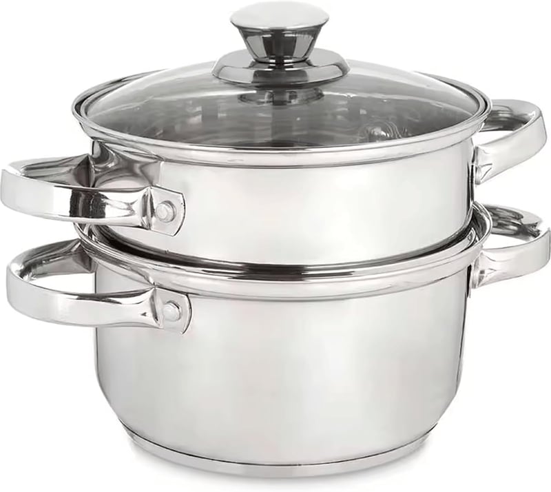 Rozsdamentes acél párolóedény 3L, üvegfedővel, indukciós főzőlapra - 22cm