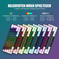 RedThunder 60% RGB Vezetékes Gamer Billentyűzet és Egér Szett, Mini Billentyűzet DE Kiosztással, 7200 DPI Ultrakönnyű Méhsejt Egér PC Mac PS 3