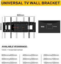 WHYFONE TV Fali Tartó 37-86" Képernyőkhöz - 120 cm Extra Hosszú Forgó Kar, 180° Elforgatható, 50 kg Teherbírás, VESA 600x400 mm 8
