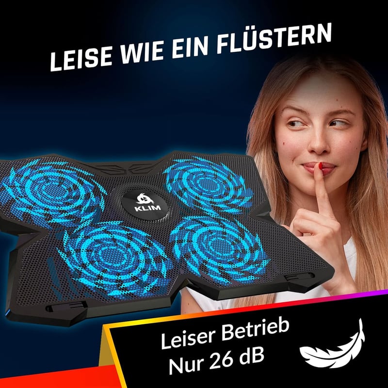 KLIM Wind Diamond 4 ventilátoros laptop hűtő - Erős 1200 RPM - PS4 PS5 kompatibilis - teal
