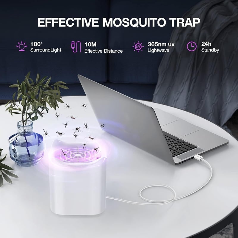 Elektromos USB rovarcsapda LED fénnyel - Szúnyog- és muslicairtó lámpa bel- és kültérre