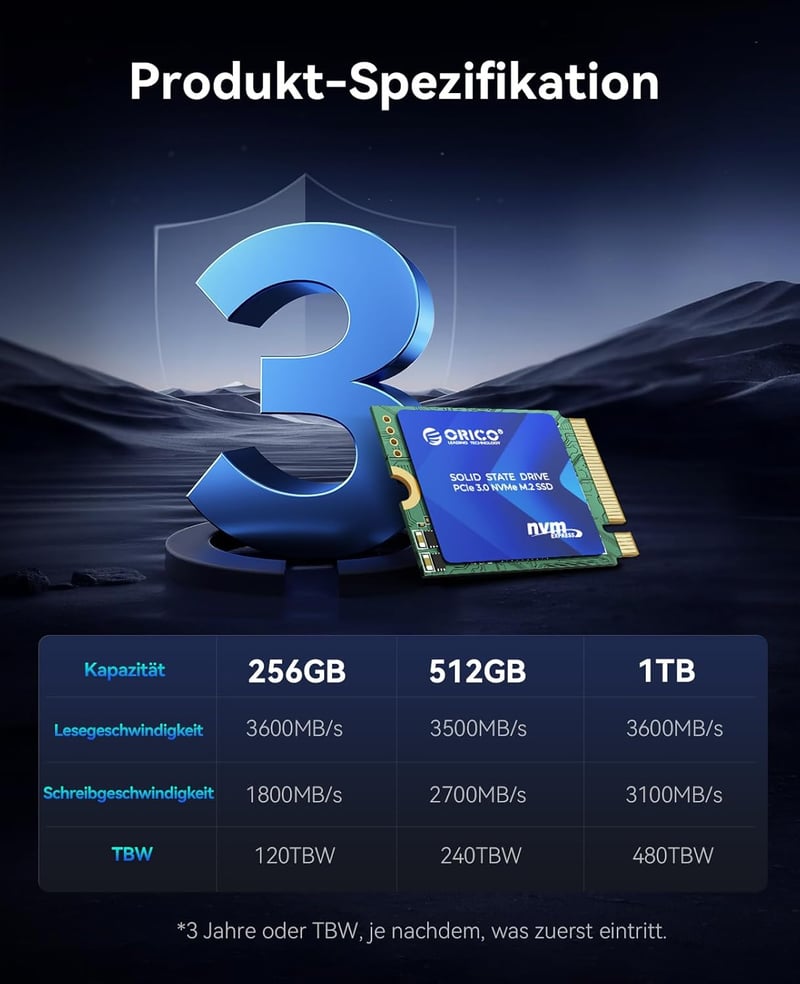 ORICO 256GB 2230 M.2 NVMe SSD - PCIe 3.0 x4 3600MB/s Olvasási Sebesség - Réz Hűtőbordás SSD Steam Deck, Surface Pro 9 és Mini PC Kompatibili