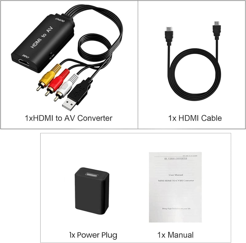 AMANKA HDMI-RCA AV Átalakító Kábellel - 1080P Videó-Audió Konverter TV/DVD/PS2/PS3/Wii Készülékekhez, PAL/NTSC Támogatással