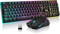 RedThunder K10 AZERTY Francia Vezeték Nélküli Billentyűzet és Egér Szett - Fekete, Lítium-Ion Akkumulátorral, Kompakt Kialakítás 1