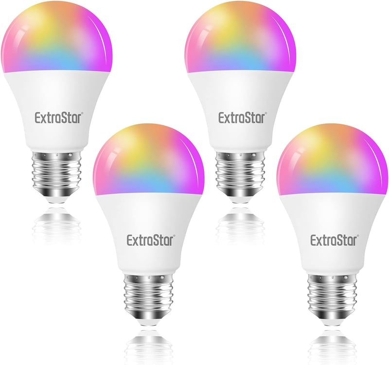 EXTRASTAR E27 Okos LED Izzó, WiFi Alexa Kompatibilis, 10W 1000LM, RGB Színváltós, Fényerőszabályozható, 2700K-6500K, Google Home Támogatás, 