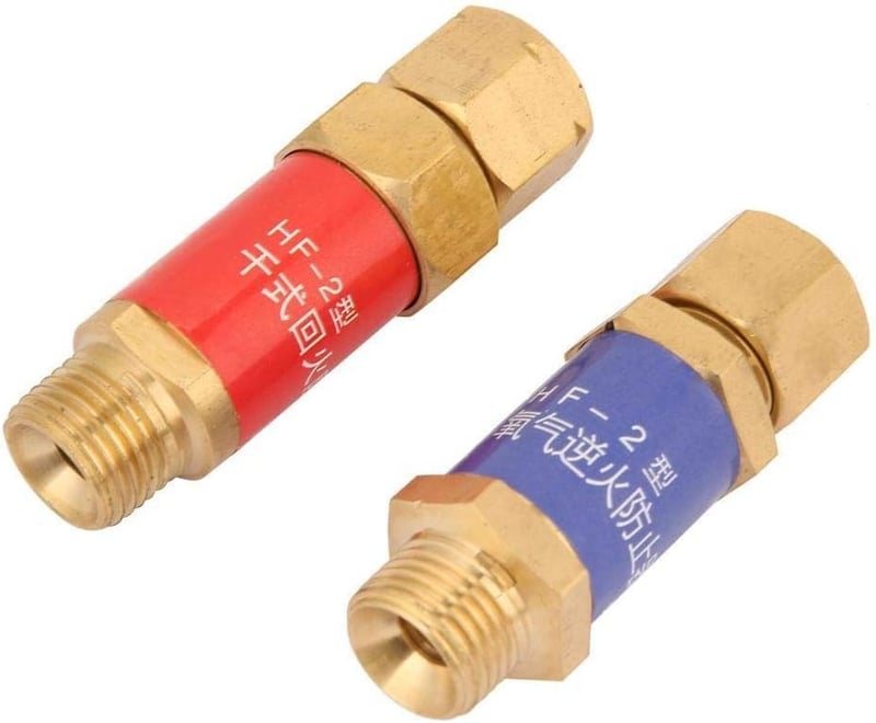 BiuZi M16x1,5 Oxigén-Acetilén Visszacsapószelep - Sárgaréz HF-2 Lángzár, CE Tanúsított Hegesztési Tartozék, Gázvisszaáramlás Elleni Védelem