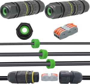 CTRICALVER IP68 Vízálló Kötődoboz Kültéri Kábelcsatlakozó - Fekete Kábelvédő Burkolat 5-14mm Kábelekhez (2 db Csomag)