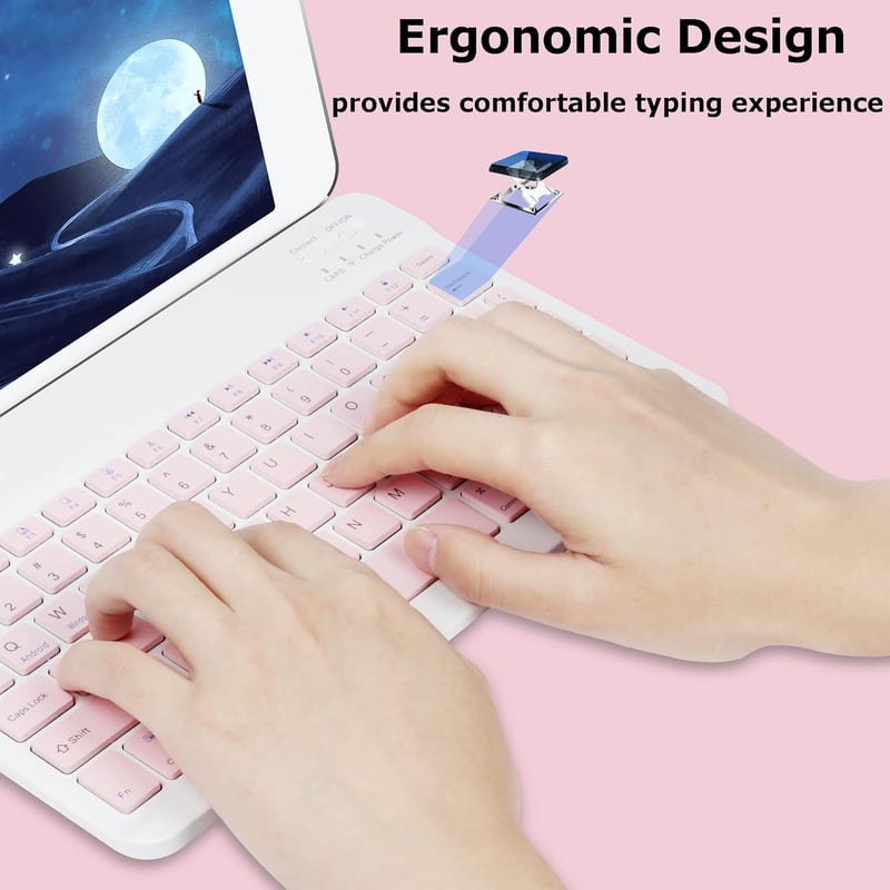 Bluetooth Vezeték Nélküli Billentyűzet és Egér Szett - Ultravékony Ergonomikus Újratölthető Kombó Tablethez, Telefonhoz, PC-hez, Mac-hez