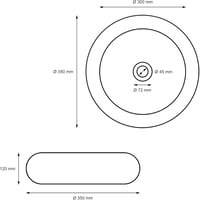 ECD Germany Kerek Mosdókagyló - 350 x 120 mm - Fehér Kerámia - Modern Fürdőszobai Mosdó - Padlóra Szerelhető - Lefolyó Nélkül 14