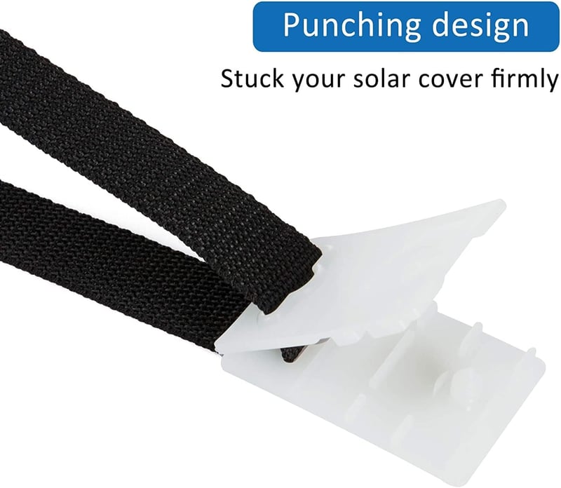 Poweka Medence Szolártakaró Rögzítő Készlet - 10 Univerzális Pánt, 10 Rögzítőlap és 10 Csat - Nylon Anyagból, 8-16 mm Takarókhoz