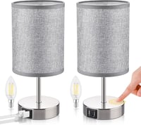 ShuBel érintős éjjeli lámpa szett: 2 db USB-s, fényerőszabályozós LED asztali lámpa, szürke 1