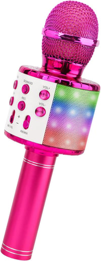 ShinePick 4 az 1-ben Lila Bluetooth Karaoke Mikrofon LED Fénnyel, Gyerekeknek 4-12 Éves Korig 1