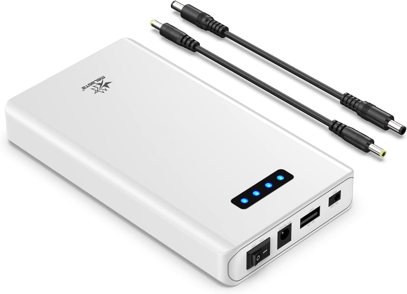 Melasta 12V 5200mAh 60W Lítium-ion Powerbank Külső Akkumulátor - 12V/9V DC és 5V USB Kimenettel LED Szalaghoz, CCTV Kamerához - Fehér
