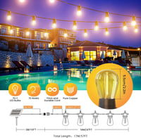 GlobaLink Kültéri Napelemes Fényfüzér 17m - 15+1 LED Izzó, USB/Napelemes Töltés, 4 Üzemmód, Távirányítóval, Dimmelhető, Kerti, Erkély, Parti 5