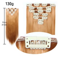 iLUU Rézvörös Egyenes Clip-in Hajhosszabbítás Szett - 56cm, 130g, 7 részes, Hőálló Szintetikus 2