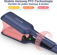 PARWIN PRO BEAUTY 32 mm-es Hableány Hajgöndörítő Vas - 4 Hőfokozatú Dupla Csöves Hullámosító Minden Hajtípushoz, Azúrkék 4