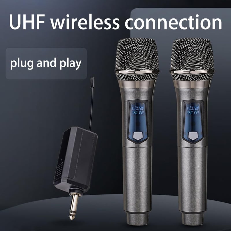 HUACAM Dupla UHF Vezeték Nélküli Mikrofon - Karaoke, Esküvő, DJ, Rendezvény