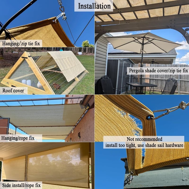 Vocray 90% árnyékoló háló 1,8x2,4m bézs UV-védelemmel