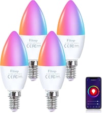 Fitop E14 WiFi LED okos izzó, 16 millió szín, Alexa/Google Home kompatibilis, 4 darab 1