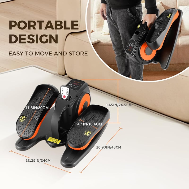 Rollingsurfer Elektromos Elliptikus Tréner Lábmasszázzsal - Kompakt Asztali Ellipszis Gép Időseknek, Hordozható Edzőgép Otthoni és Irodai Ha