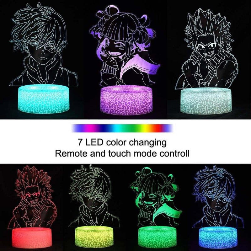 Anime 3D LED Éjjeli Lámpa Fiúknak - 3 Minta, 16 Szín, Kodetops