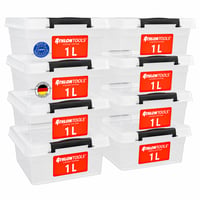 ATHLON TOOLS 10 db Tároló Doboz Szett Fedéllel 1 L Kis Méretű BPA-mentes Átlátszó Műanyag Rendszerező Doboz Készlet 2