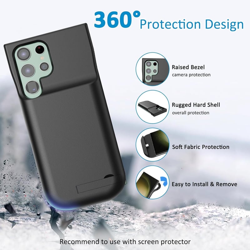 Samsung Galaxy S23 Ultra 6000mAh akkumulátoros tok állvánnyal