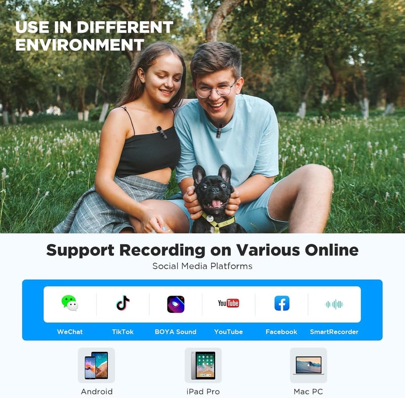 BOYA BY-V20 USB-C Vezeték Nélküli Mikrofon Zajszűréssel Android Okostelefonhoz