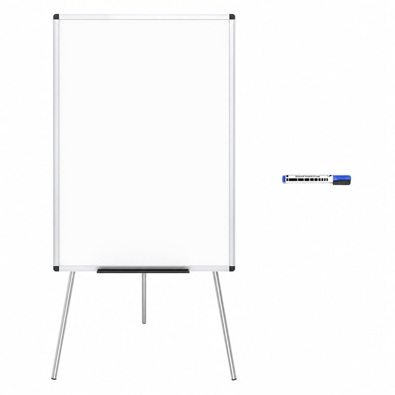 Magnetická tabuľa VIZ-PRO s podstavcom 90x60 cm, biela tabuľa na stojane, do kancelárie a — chýbajú 2 háčiky (stav: pozri 2. obrázok)