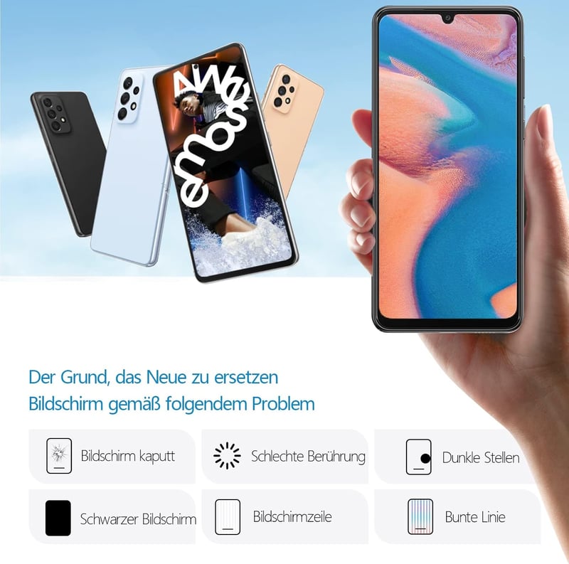 RongZy LCD Kijelző Samsung Galaxy A33 5G A336B Modellhez - Érintőképernyős Digitalizáló Csere Kerettel, Szerszámokkal (Fekete)