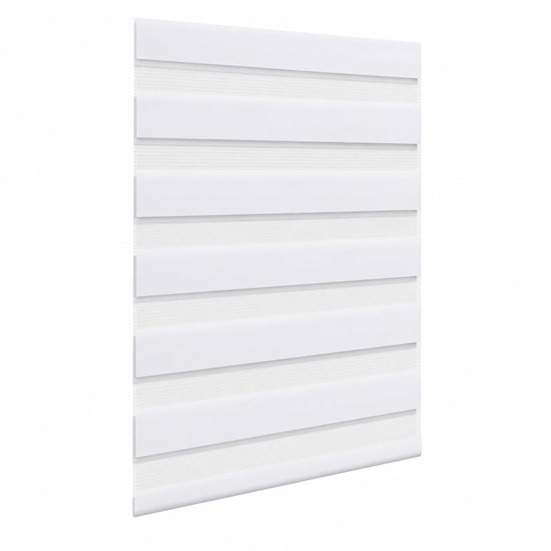 Rulou dublu WOLTU Klemmfix fără găurire 120x150 cm alb, tip zebră, opac — fără mecanism de rulare (stare: vezi a 2-a imagine)