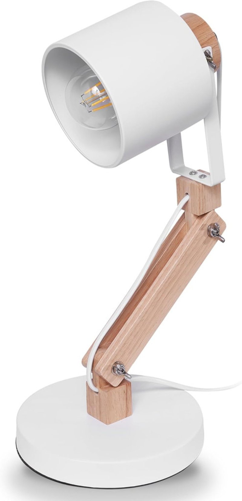 Feelsolar Asztali Lámpa - Japandi Stílusú LED Éjjeli Lámpa USB Porttal, 3 Fokozatú Fényerőszabályzás, Állítható Kar, E27 LED Izzóval, +95% C