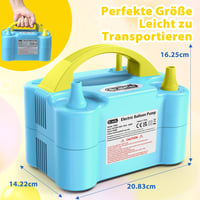 Dr.meter 600W Elektromos Léggömbpumpa Dupla Fúvókával - Kék, Hordozható Lufi Felfújó Partikhoz 7