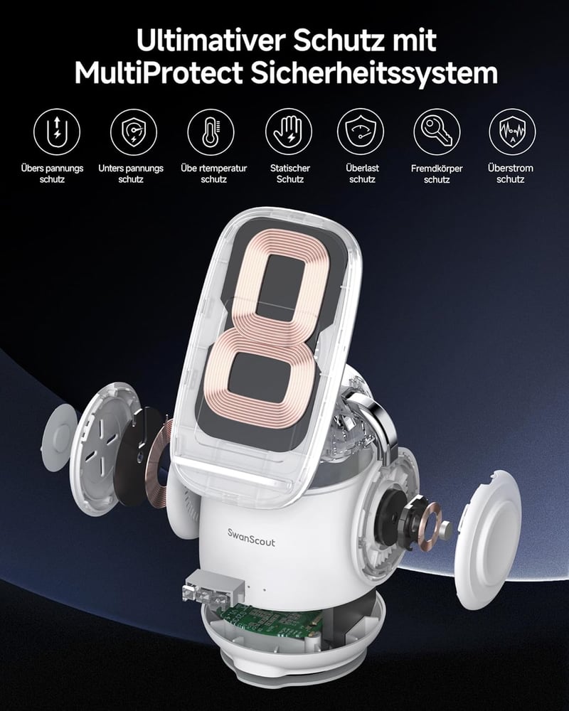 SwanScout 707S 3 az 1-ben Vezeték Nélküli Indukciós Töltőállomás Samsung S25 Ultra/S24/Z Flip 6/Z Fold 6 Telefonokhoz, Galaxy Watch 7/6/5/4 