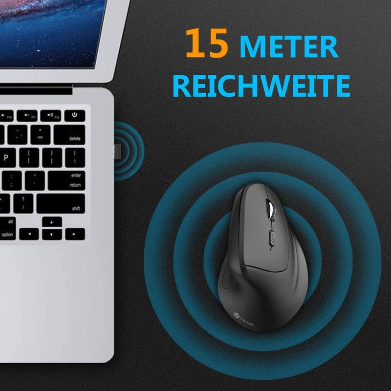 iClever Ergonomikus Vezeték Nélküli Egér 2.4G Vertikális 6 Gomb 2400 DPI