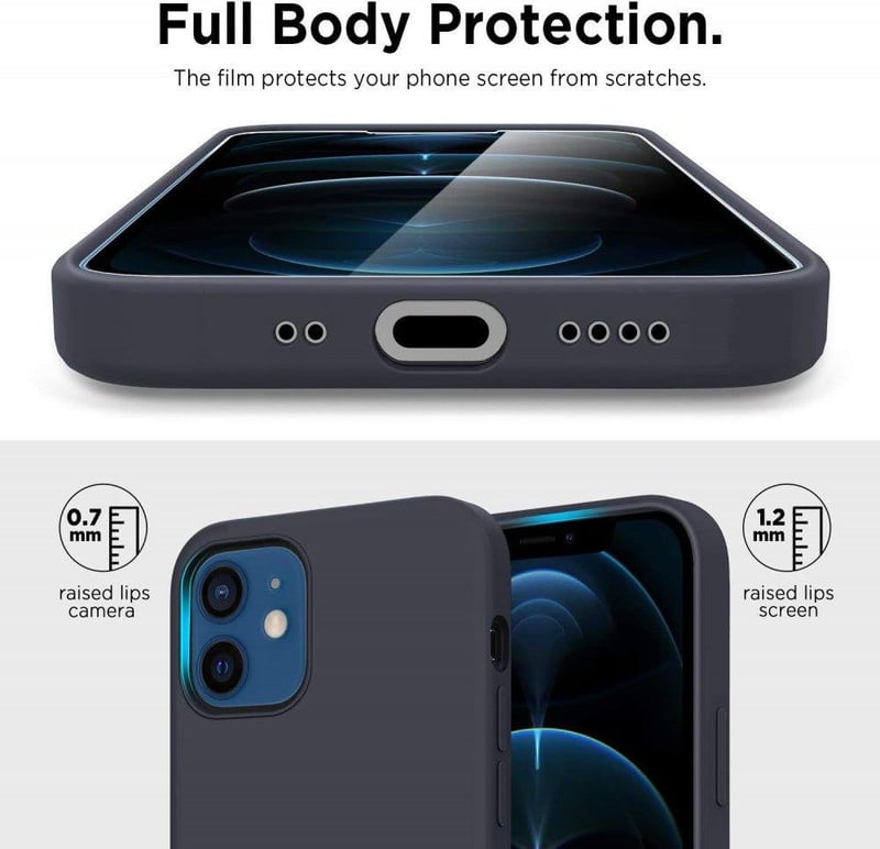 iPhone 12 Mini Szilikon Védőtok Mikroszálas Béléssel - Sötétszürke