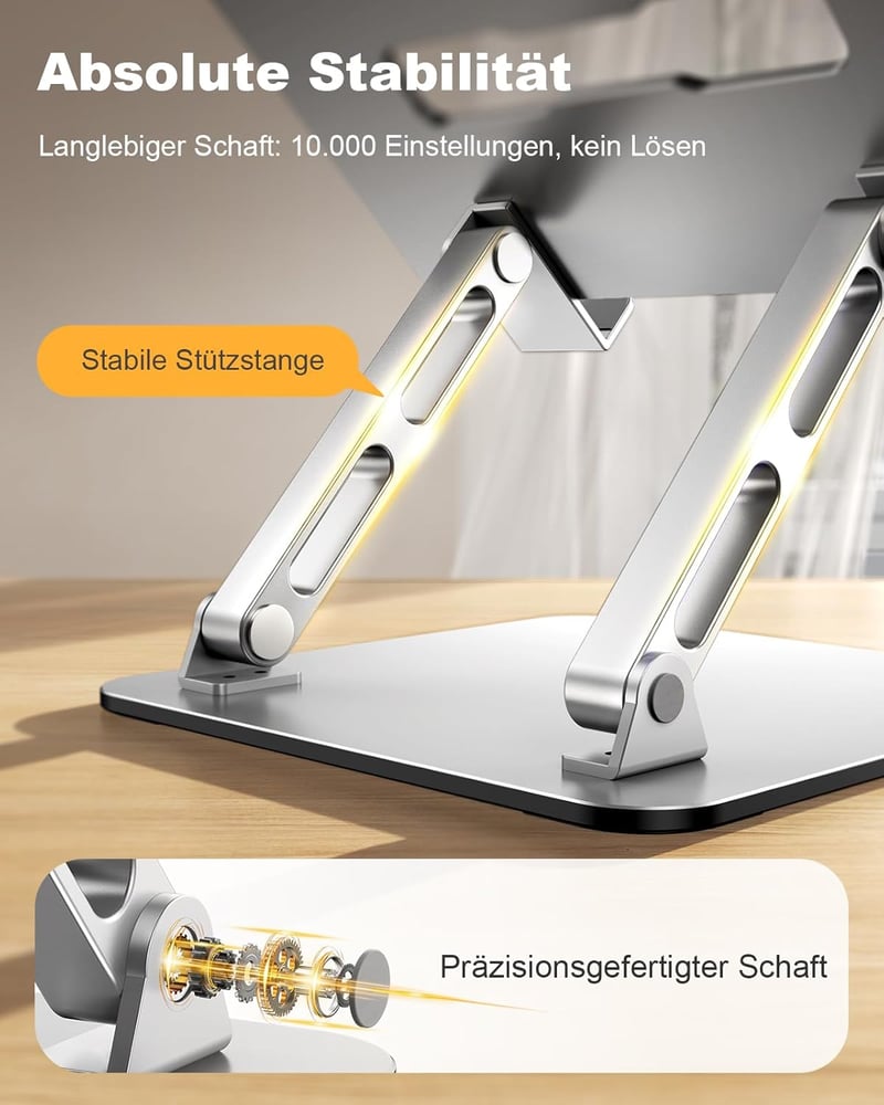 Babacom Laptop Stand magasságállítható szellőztetett dupla támasztékkal 10-16 hüvelyk