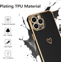 iPhone 13 Pro Szívecskés Ütésálló Tok - Fekete-Rosegold Szilikon Védőtok 2